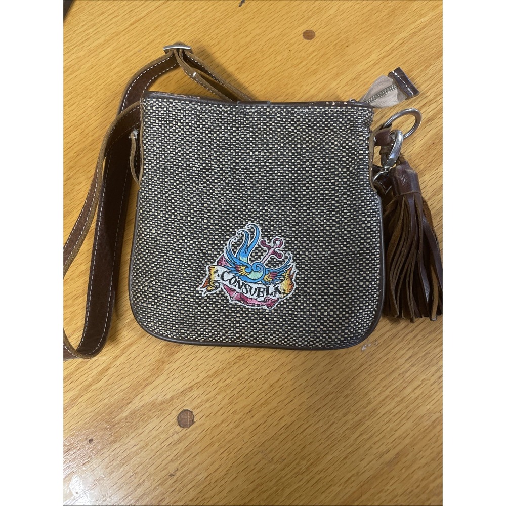 Consuela Vintage Y2K Crossbody Tan Brown Tassel Zip Metallic Lined Discontinued